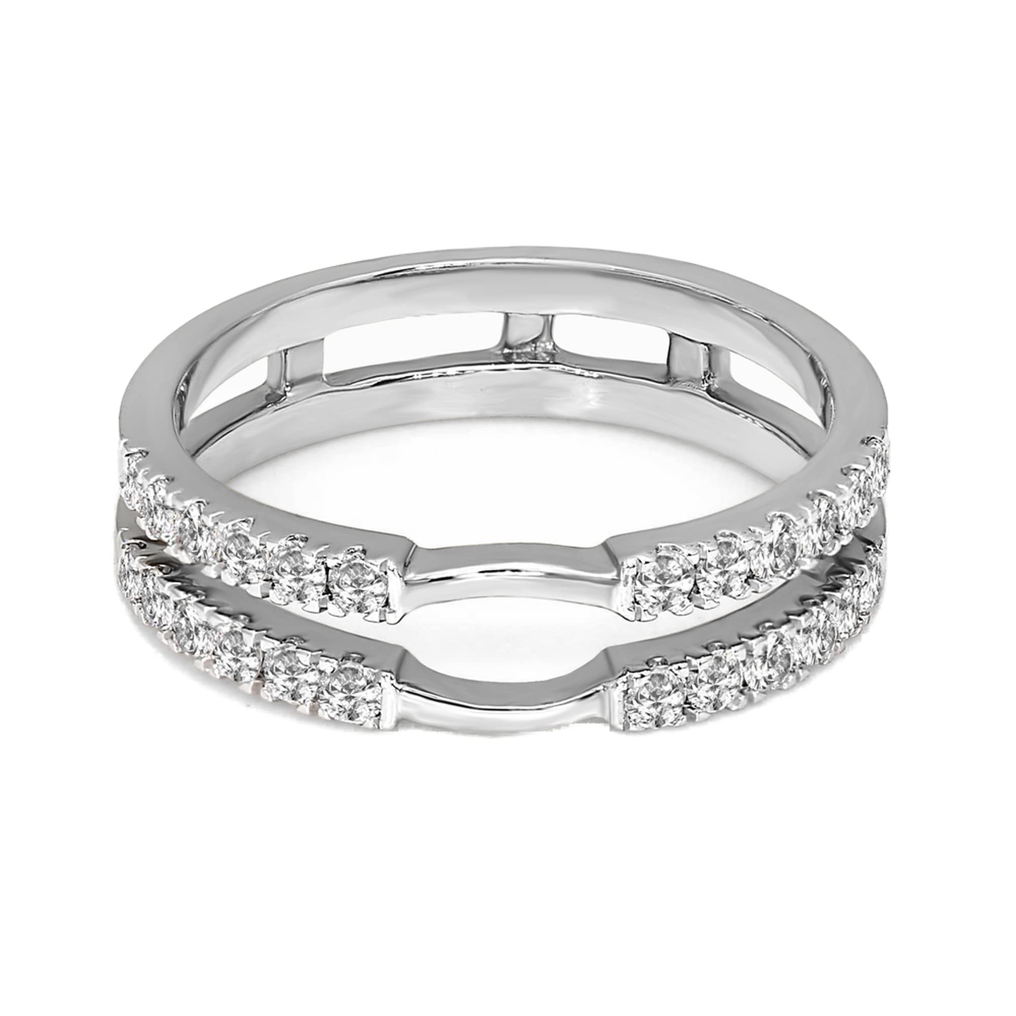 3/8 Carat | 14K White Gold | IGI Certified Lab Grown Diamond Guard Ring Prong Setting | Brilliant-Cut Round Shape Diamond | GH-SI1-SI2 Quality Friendly Diamonds