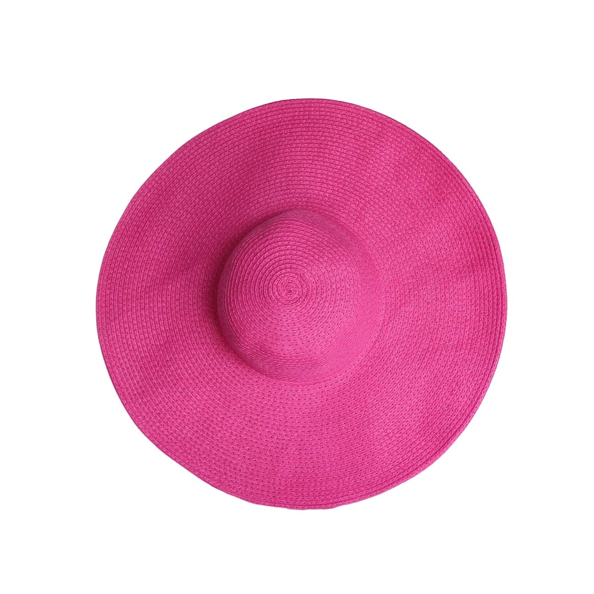 WITHMOONS Straw Hats for Women Floppy Sun Pink Hats Beach Wide Brim Oversized UPF 50 with Strap Summer Roll Up SZ90045 (Hotpink)