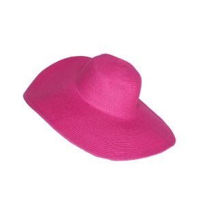 WITHMOONS Straw Hats for Women Floppy Sun Pink Hats Beach Wide Brim Oversized UPF 50 with Strap Summer Roll Up SZ90045 (Hotpink)