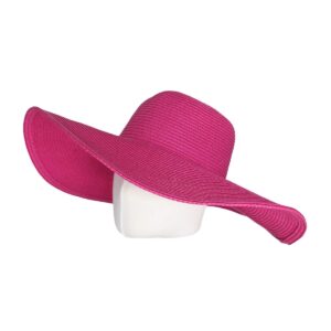 WITHMOONS Straw Hats for Women Floppy Sun Pink Hats Beach Wide Brim Oversized UPF 50 with Strap Summer Roll Up SZ90045 (Hotpink)