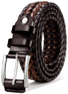 bulliant mens/women belts, leather woven braided belts for men casual jeans golf,anyfit,gift boxed