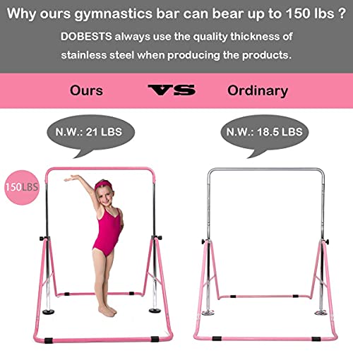 DOBESTS Gymnastics Bar, Kids Folding Horizontal Bar, Adjustable Height Gymnastic Horizontal Bars, GymnasticTraining Equipment for Home Gym Indoor Garden Outdoor