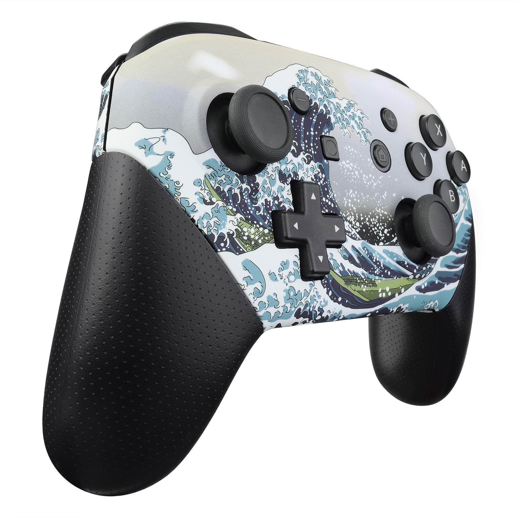 eXtremeRate Soft Touch Faceplate and Backplate for NS Switch Pro Controller, The Great Wave Patterned DIY Replacement Shell Housing Case for NS Switch Pro - Controller NOT Included