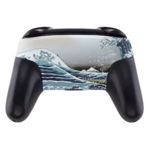 eXtremeRate Soft Touch Faceplate and Backplate for NS Switch Pro Controller, The Great Wave Patterned DIY Replacement Shell Housing Case for NS Switch Pro - Controller NOT Included