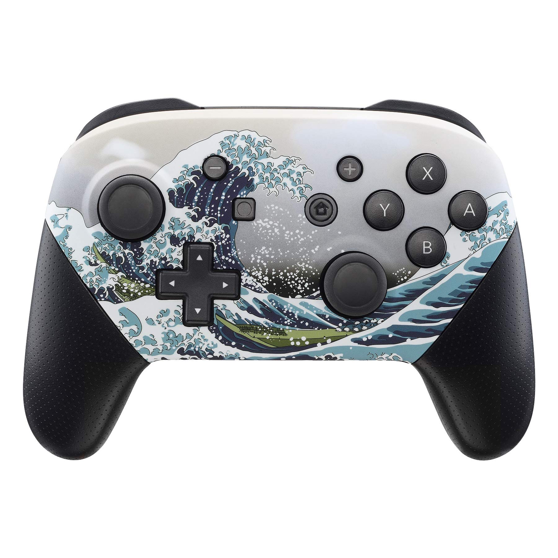 eXtremeRate Soft Touch Faceplate and Backplate for NS Switch Pro Controller, The Great Wave Patterned DIY Replacement Shell Housing Case for NS Switch Pro - Controller NOT Included