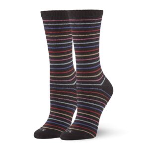 HUE Women's Super Soft Crew 3 Pair Pack Casual Socks, Black Stripe, One Size US