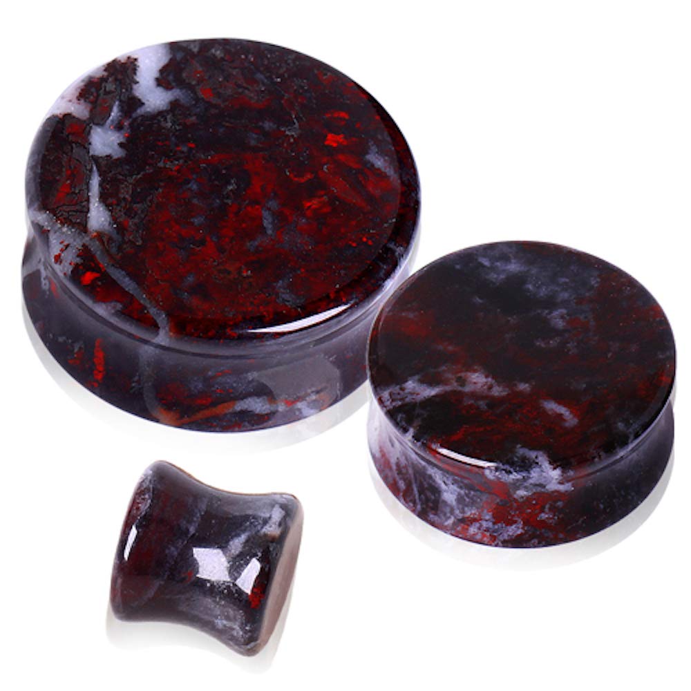 Covet Jewelry Natural Chicken Blood Stone Saddle Plug (1")