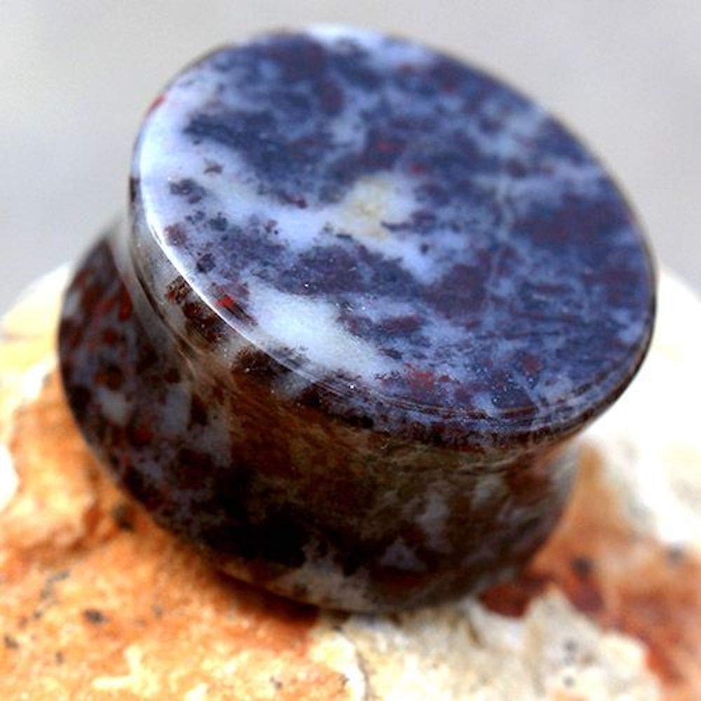 Covet Jewelry Natural Chicken Blood Stone Saddle Plug (1")