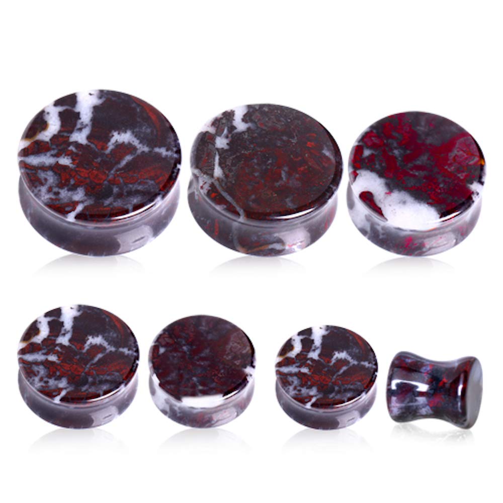 Covet Jewelry Natural Chicken Blood Stone Saddle Plug (1")