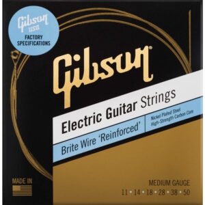 gibson brite wire reinforced electric guitar strings, medium 011