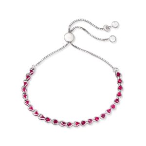 Ross-Simons Italian 4.00 ct. t.w. Simulated Ruby Bead Bolo Bracelet in Sterling Silver