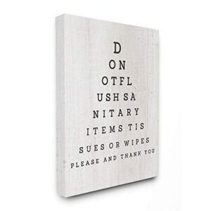 stupell industries eye chart funny word bathroom laundry wood textured design canvas wall art, 16 x 20, multi-color