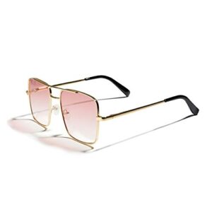 tijn aviator sunglasses for women men uv400 protection oversized square sun glasses retro 70s vintage shades(gradient pink)