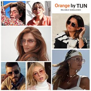 TIJN Aviator Sunglasses for Women Men UV400 Protection Oversized Square Sun Glasses Retro 70s Vintage Shades(Gradient Pink)