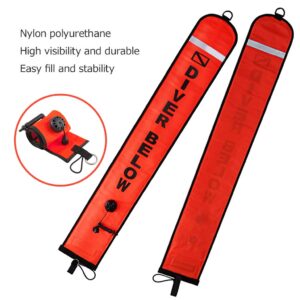 4ft Red Scuba Diving Open Bottom Surface Marker Buoy (SMB) with 49ft Finger Spool Alloy Dive Reel and Double Ended Bolt Clip - Blue