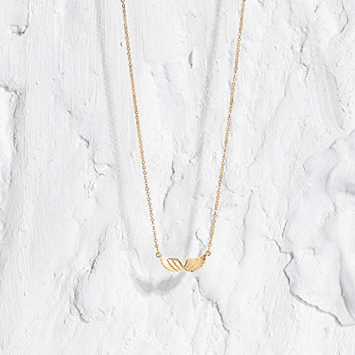 MEVECCO Gold Angel Wings Pendant Necklace,18K Gold Filled Cute Tiny Guardian Angel Charm Necklace,Dainty Simple Minimalist Necklace for Women