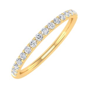 FINEROCK 1/4 Carat Diamond Womens Wedding Band in 14K Yellow Gold (Ring Size : 7) (I1-I2 Clarity)