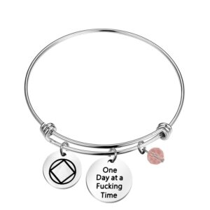 TIIMG One Day at a Time Sobriety Gift Addiction Recovery Gift AA Gift NA Gift 12 Step Gifts Alcoholics Anonymous AA NA Recovery Sobriety Bracelet (One day at a time NA)