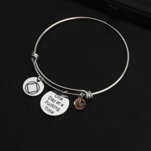 TIIMG One Day at a Time Sobriety Gift Addiction Recovery Gift AA Gift NA Gift 12 Step Gifts Alcoholics Anonymous AA NA Recovery Sobriety Bracelet (One day at a time NA)