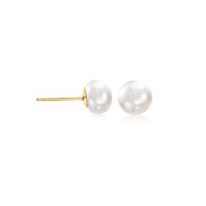 Ross-Simons 6-7mm Cultured Button Pearl Stud Earrings in 14kt Yellow Gold