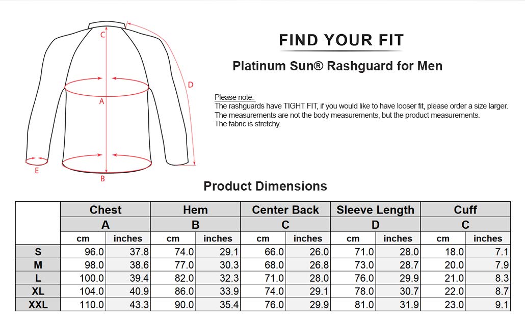 Platinum Sun UPF 50+ Rash Guard for Men Long Sleeve Swim Surf Shirt - Tight Tit UV Rashguard (Cobalt, XXL)