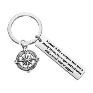 FOTAP Boss Gift A Leader Is Like A Compass That Sets A Steady Course,Encourages And Motivates With A Sound Voice Of Support Keychain Appreciation Gift for Supervisor, Mentor (Leader Keychain)