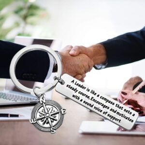 FOTAP Boss Gift A Leader Is Like A Compass That Sets A Steady Course,Encourages And Motivates With A Sound Voice Of Support Keychain Appreciation Gift for Supervisor, Mentor (Leader Keychain)