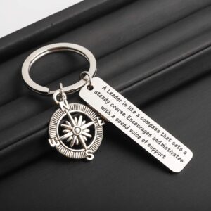 FOTAP Boss Gift A Leader Is Like A Compass That Sets A Steady Course,Encourages And Motivates With A Sound Voice Of Support Keychain Appreciation Gift for Supervisor, Mentor (Leader Keychain)