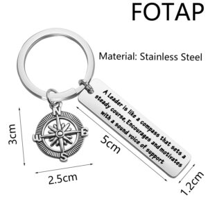 FOTAP Boss Gift A Leader Is Like A Compass That Sets A Steady Course,Encourages And Motivates With A Sound Voice Of Support Keychain Appreciation Gift for Supervisor, Mentor (Leader Keychain)