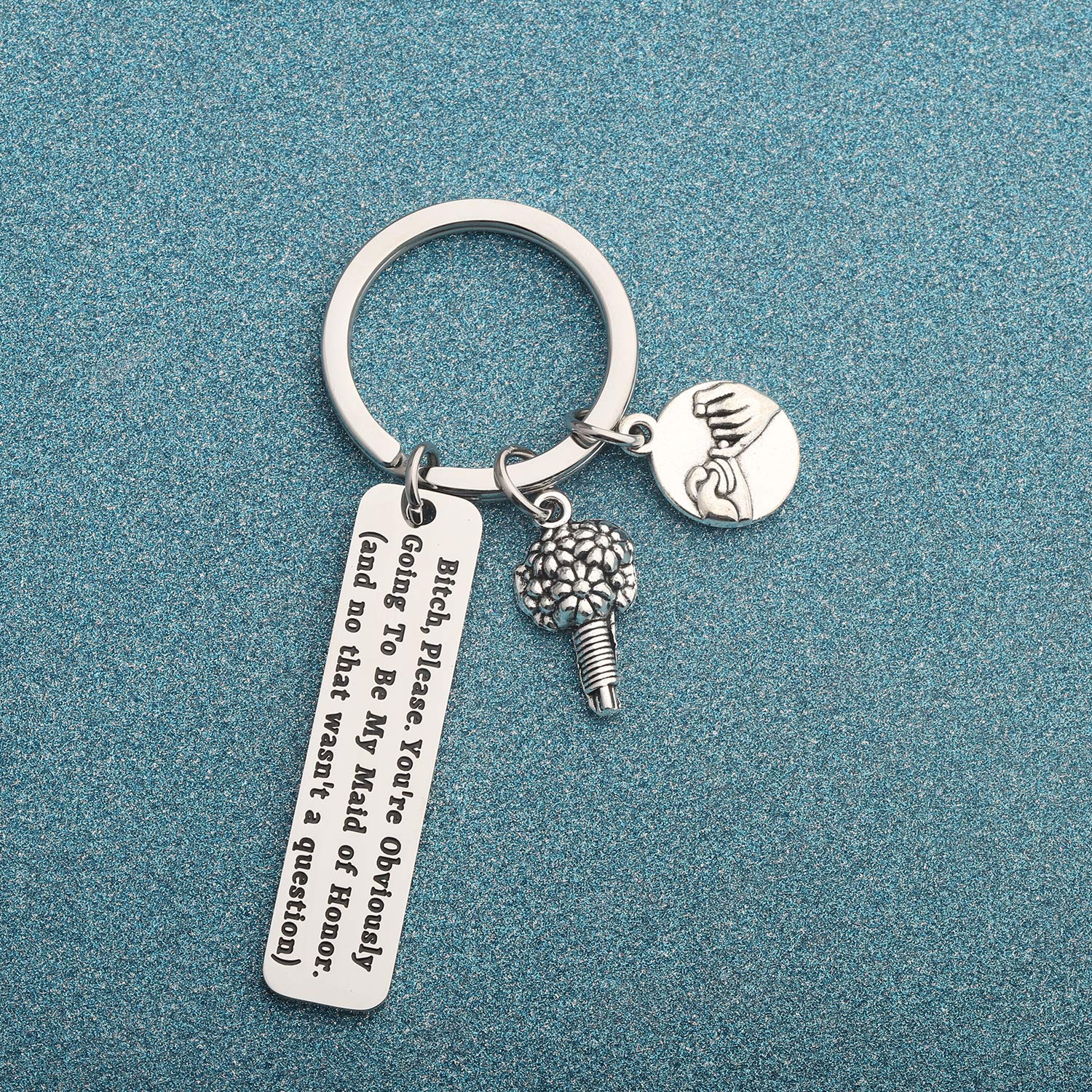 LQRI Maid of Honor Proposal Gift You're Obviously Going To Be My Maid of Honor Keychain Wedding Gift for Brides Bitches Bride Best Friend Gift Bridesmaid Jewelry (sliver)