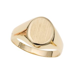 14k Yellow Gold Oval Disc Signet Womens Ring, 7