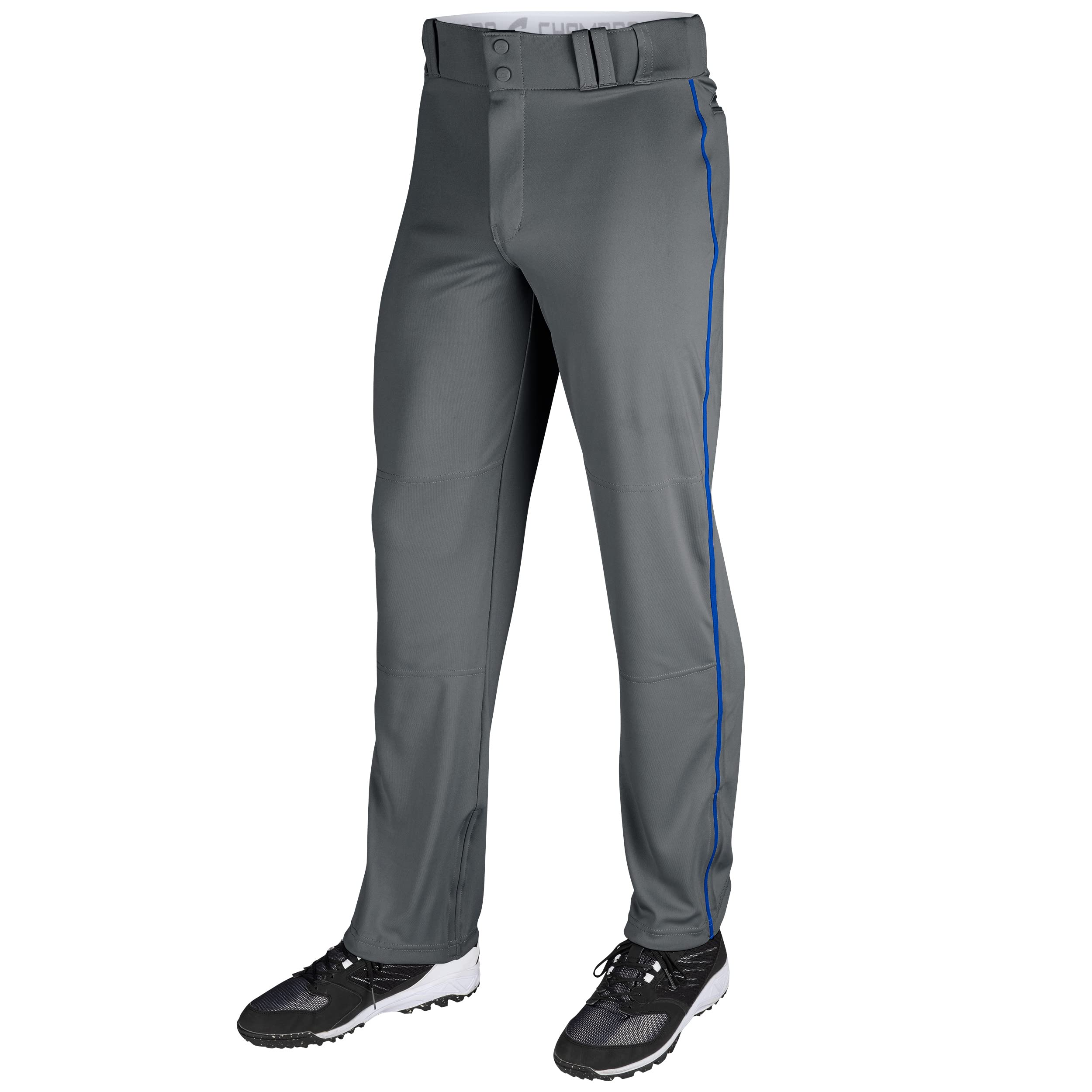 Champro Men's Standard Triple Crown Open Bottom Adult Baseball Pants, Graphite, Royal Pipe, Small