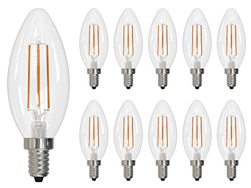 Bulbrite Item 776856, LED Filament Candelabra Light Bulb, 4.5 Watt, 2700K, for Use in Chandeliers and Sconces, Fully Dimmable, 40 Watt Incandescent Equivalent (Pack of 10)