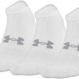 Under Armour Adult Training Cotton No Show Socks, Multipairs , White (3-Pairs) , Large