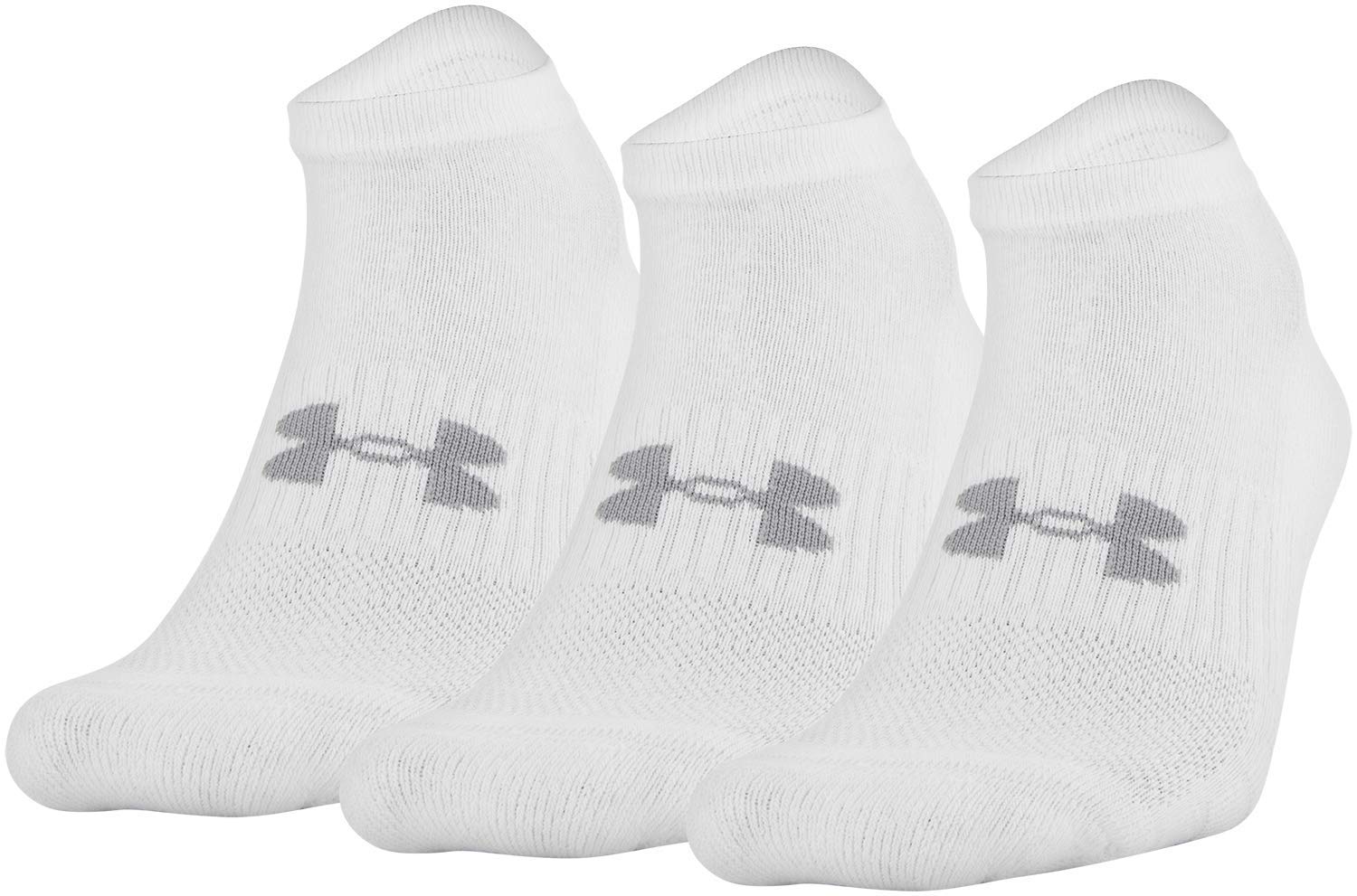 Under Armour Adult Training Cotton No Show Socks, Multipairs , White (3-Pairs) , Large