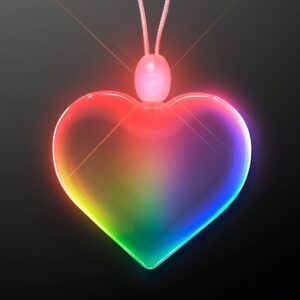 light up necklace shining heart with rainbow lights (set of 25)