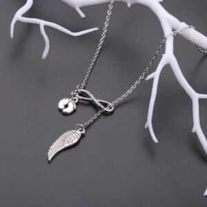 Gzrlyf Miscarriage Necklace Angel Wings Lariat Necklaces Pregnancy Loss Memorial Gifts (silver)