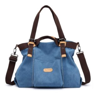 chikencall® women hobo handbags canvas casual vintage shoulder bags daily purse ladies top handle bag tote crossbody shopping bags for women -blue