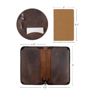 Hide & Drink, Zippered Journal Cover for Moleskine Notebook, L Size (8.5 x 11 in. Notebook NOT Included) Full Grain Leather, Handmade, Bourbon Brown