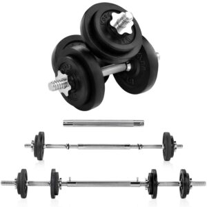 Yes4All Adjustable Dumbbells with Dumbbell Bar Connector – 50 lb Dumbbell Weights (25 lb x 2), C2. Black - 50lb (25lb x 2) + Connector