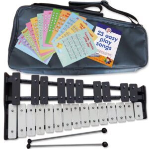 Glockenspiel 25 Note Chromatic A-A Tuned Xylophone, Black Soft Bag