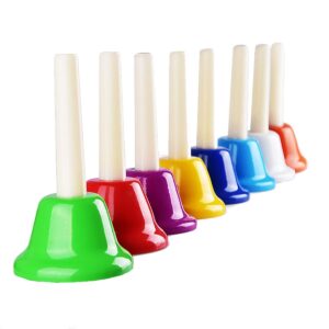 handbell,8-note diatonic hand bells set,colorful musical instrument for kids,toddlers adults,perfect for festivals, teaching,church,weddings,family parties come with carry bag