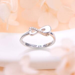 Ladytree Sterling Silver Forever In My Heart Infinity Mini Ring Hold Loved Ones Ashes Cremation Urn Ring for Women Finger Ring Memorial Jewelry (Infinity, 9)