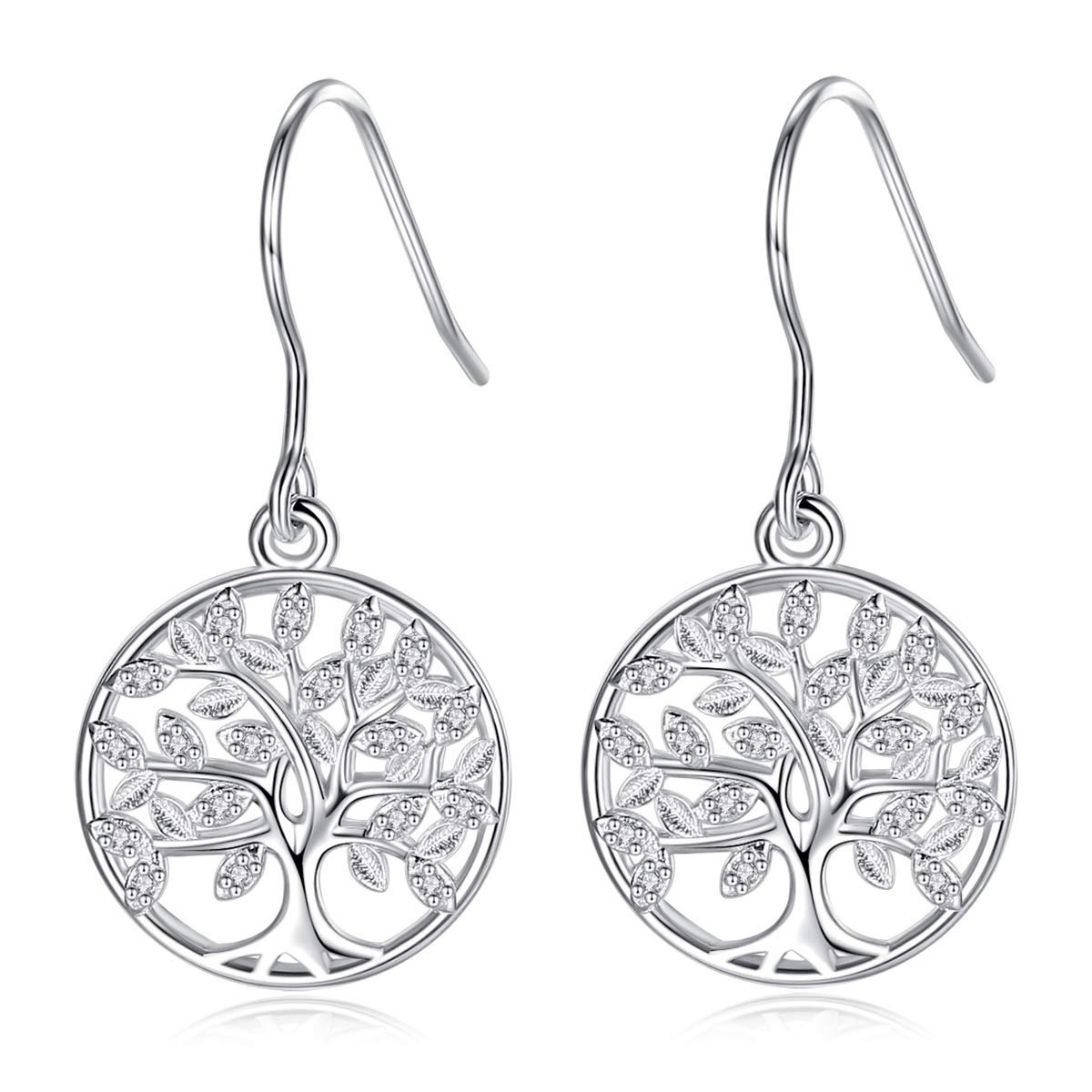 AEONSLOVE Tree of Life Earrings for Women, Family Tree Earrings, Sterling Silver Drop Dangle Earring for Women Mother Daughter Wife, Tree of Life Jewelry