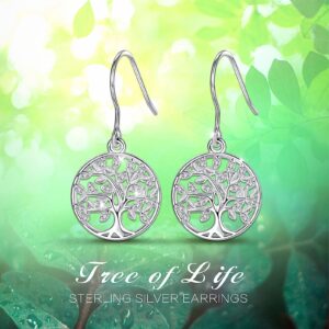 AEONSLOVE Tree of Life Earrings for Women, Family Tree Earrings, Sterling Silver Drop Dangle Earring for Women Mother Daughter Wife, Tree of Life Jewelry