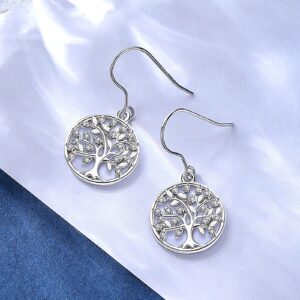 AEONSLOVE Tree of Life Earrings for Women, Family Tree Earrings, Sterling Silver Drop Dangle Earring for Women Mother Daughter Wife, Tree of Life Jewelry