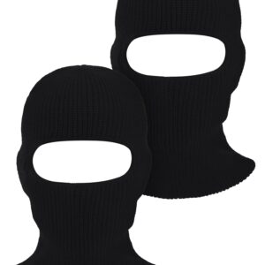 2 Pieces 1 Hole Ski Mask Knitted Face Cover Winter Balaclava Full Face Mask for Men Women Winter Outdoor Sports Black