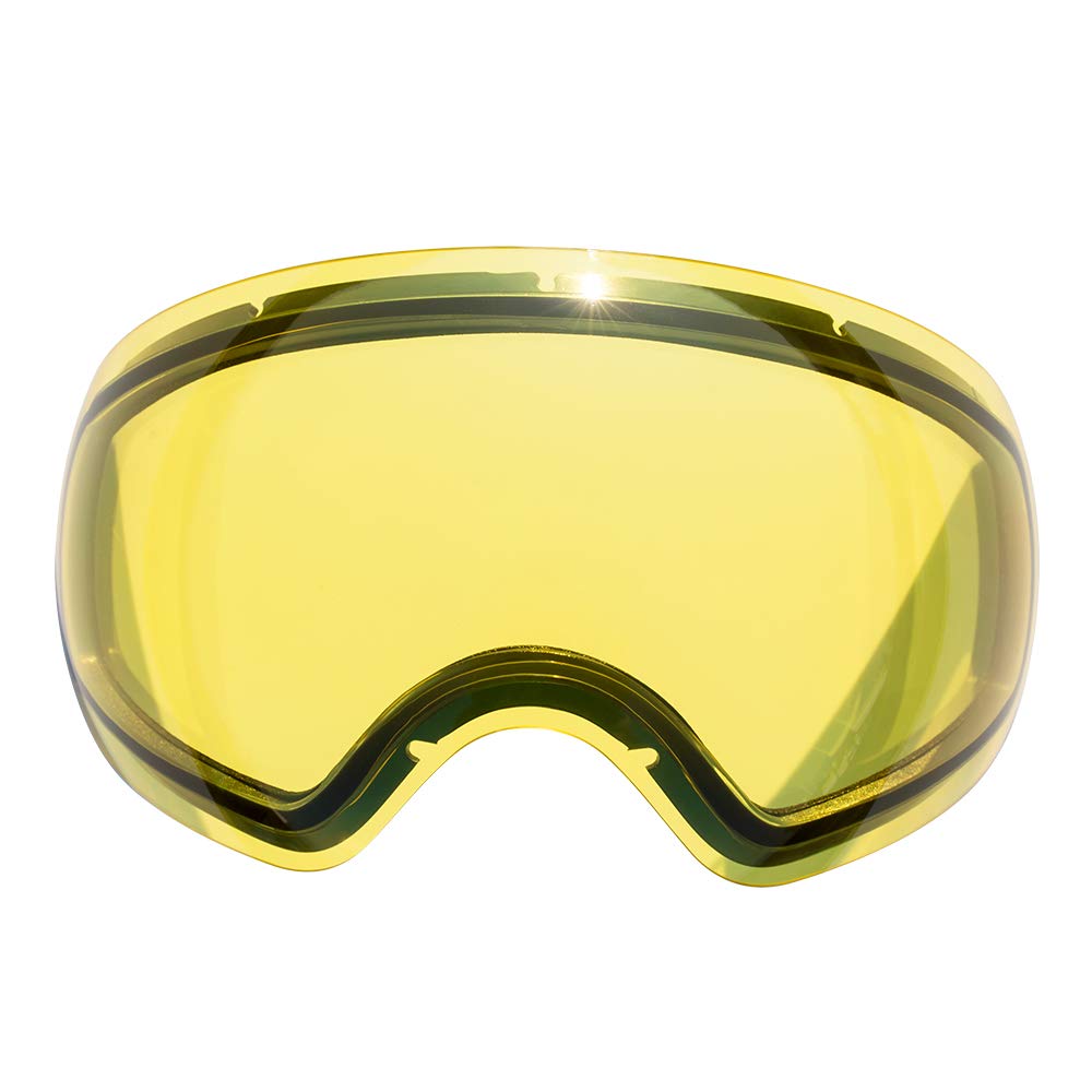 COPOZZ G7 Ski Goggles Anti-Fog Spherical Frameless Ski Snowboard Snow Goggles 100% UV400 Protection Anti-Slip Strap for Men Women (G7-Yellow Lens Only-VLT 60.9%)