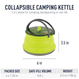 Sea to Summit X-Pot Kettle Collapsible Camping Cook Pot with Lid, 1.3 Liter, Lime