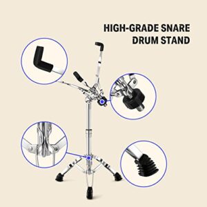 Donner Snare Drum Stand Set with Drum Practice Pad, 12'' Double-sided Silent Drum Pad set, Drumsticks, Backpack Adjustable Stand Fits 10''-14'' Dia Drums